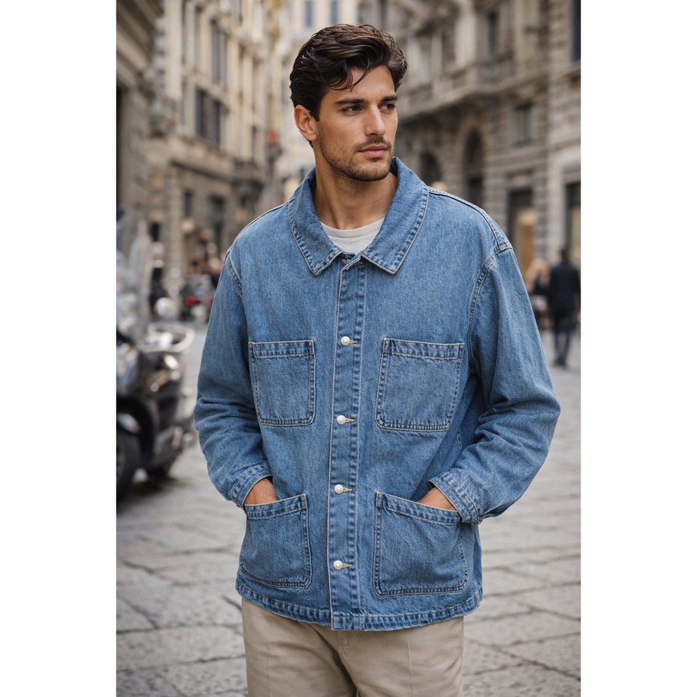 Sandro Denim Jacket Blue Wash Men's‎ XXL Classic  Style